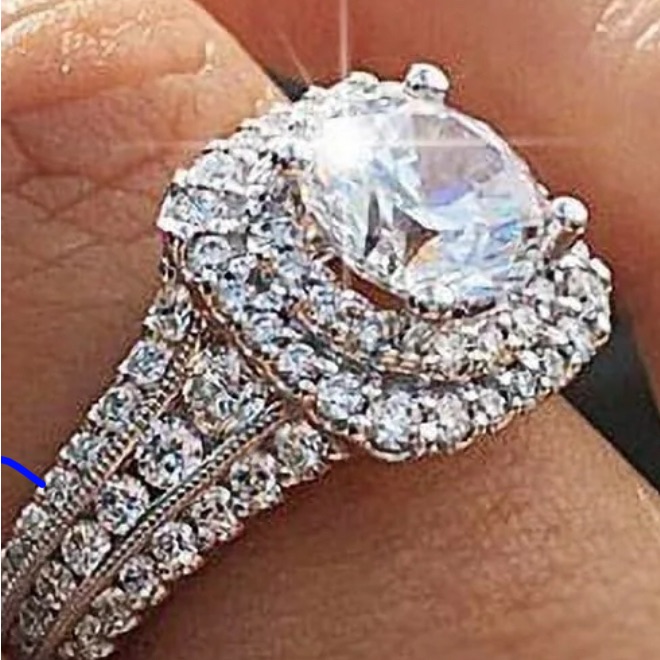 Bliss Sterling Silver Halo Cz Solitaire Pave Ring New Size 9 26$